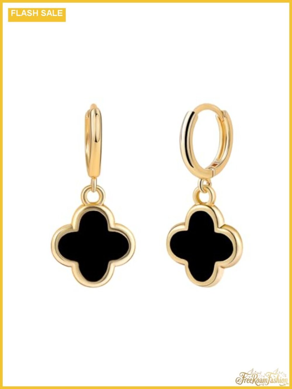 14K Gold Plated Four Leaf Clover Drop Dangle Earrings Hypoallergenic